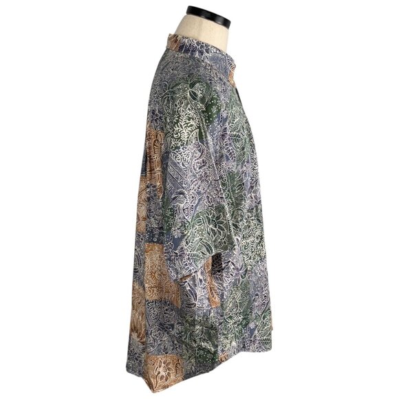 Vintage Nautica XL 90s Floral Patchwork Shirt Short Sleeve Cotton - Picture 4 of 8